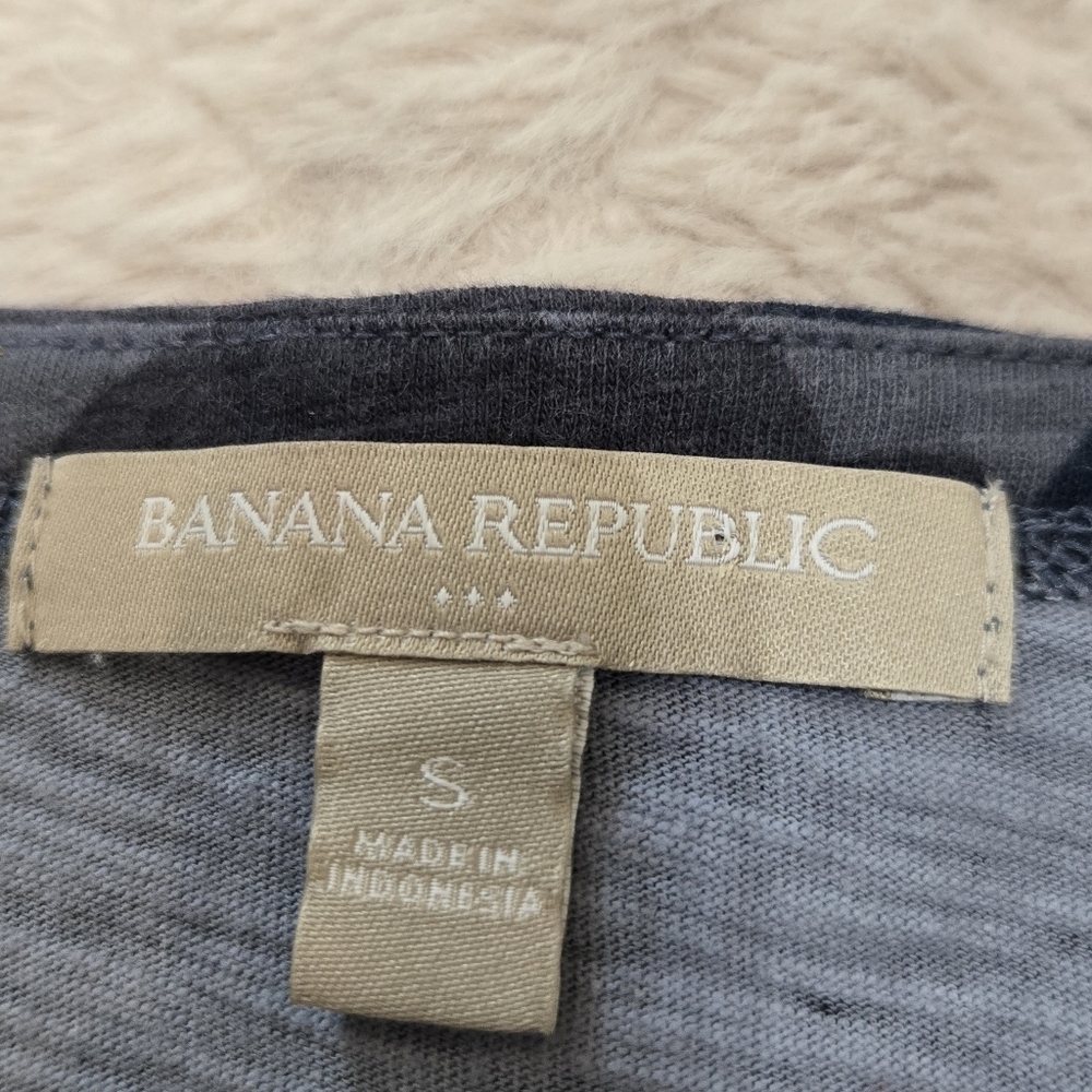 Banana Republic Blue Camo 3/4 Sleeve Cotton Mini Dress, Size S - Picture 2 of 9